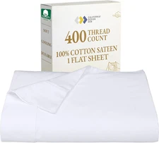California Design Den Queen Size Flat Bed Sheet Only - Soft 400 Thread Count 100