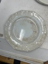 c. 1880s English White Ironstone Octagonal Plate Molded Rim Meakin Style 9.5"