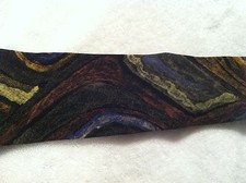 Adolfo Tie Multi-Colored Swirl Design Black, Brown Blue  Cream 46