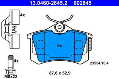 ATE 13.0460-2845.2 BRAKE PAD SET, DISC BRAKE REAR AXLE FOR RENAULT