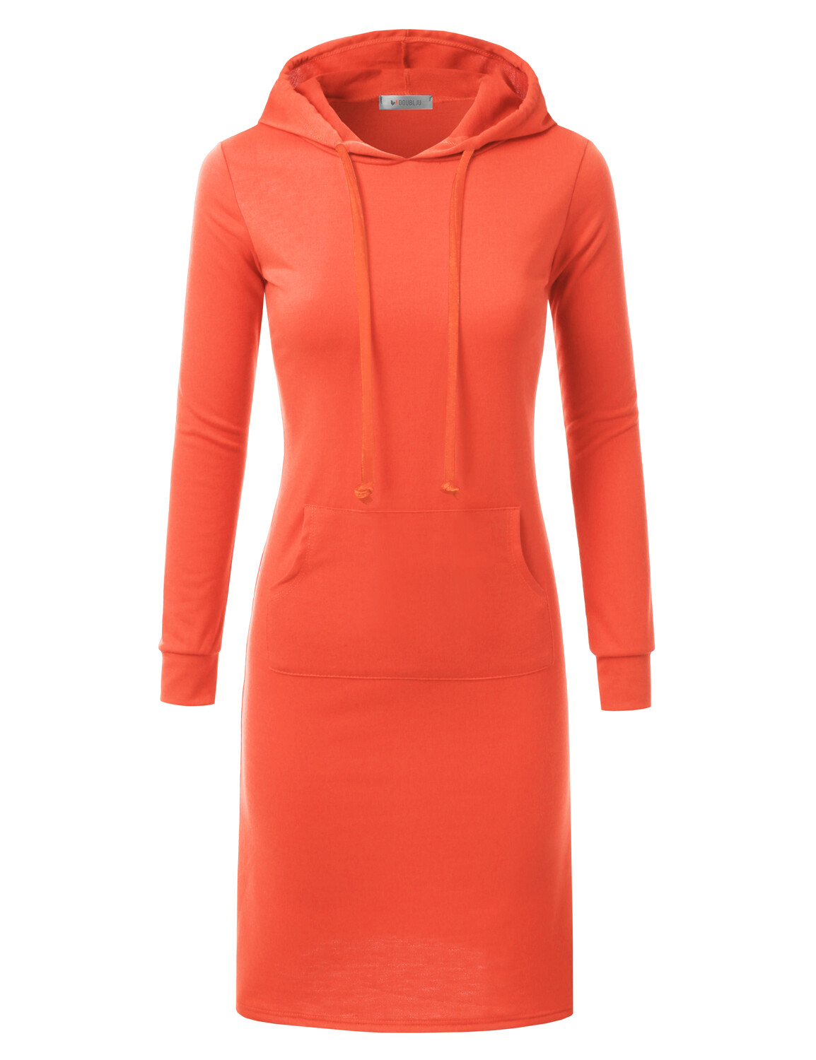 Doublju Womens Long Sleeve Hoodie Midi Dress With Plus Size - Body Logic