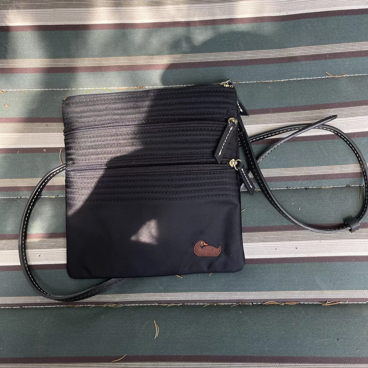 DOONEY BOURKE black nylon north south triple zip crossbody bag purse