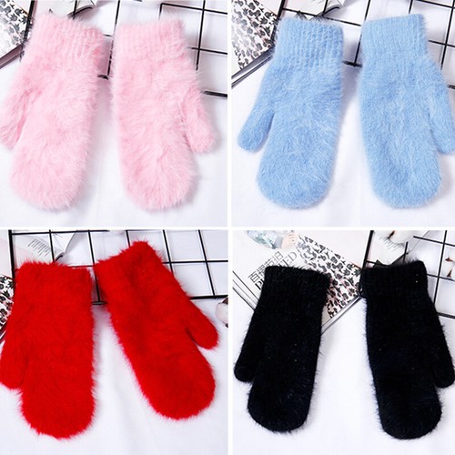 Rabbit Wool Gloves Female Girl Cute Angora Fur Gloves Winter Warm Mittens 1pair‹ - Picture 3 of 24
