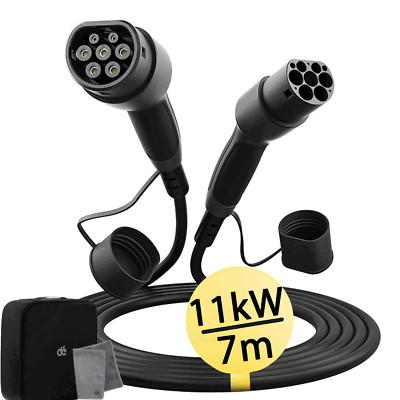 Mobile Wallbox 11kW Typ 2 EV Ladekabel Kabellänge 7m Heim Ladegerät 16A 3 Phase