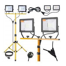 LED Fluter 2x 50/100W Strahler Baustrahler Scheinwerfer Stecker + Stativ