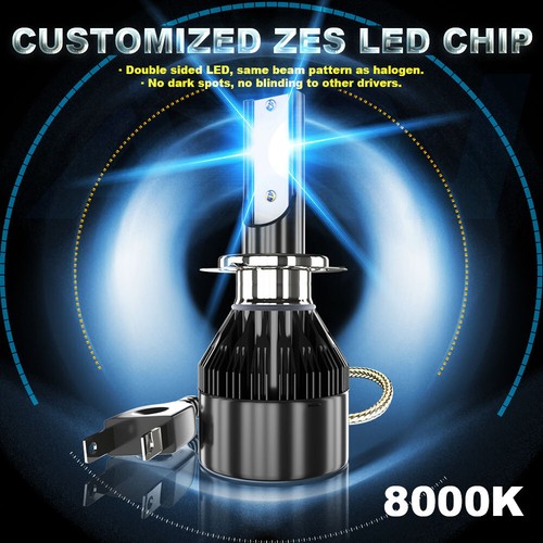 4x H7 LED Headlight Bulb Kit High/Low Beam 8000LM Super Bright 8000K Ice Blue - Picture 5 of 12