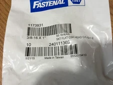 (10) 3/8"-16 x 1" ASTM F879 Hex Drive Grade 18-8 Stainless Steel Flat Socket Cap