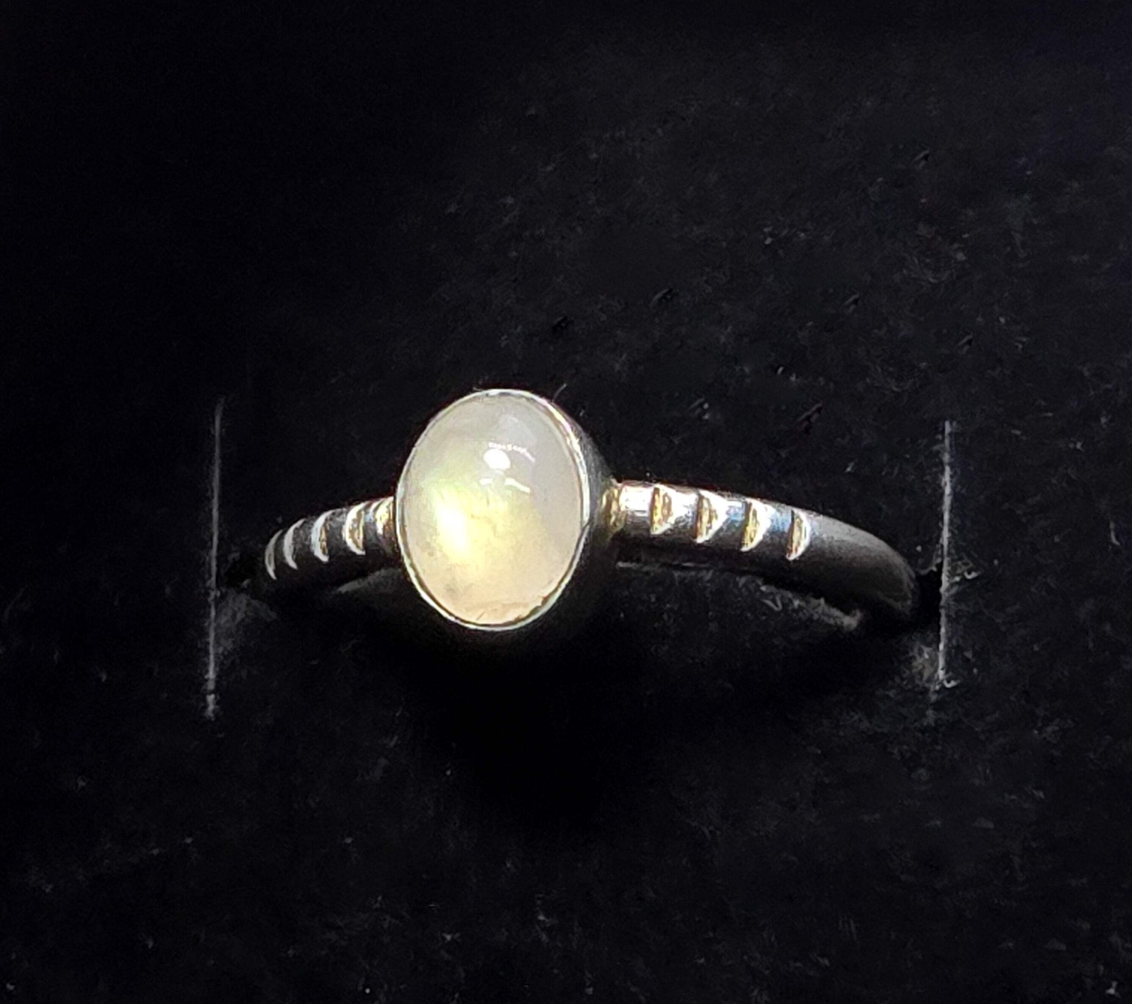 Rainbow yellow orange flash moonstone solitaire s… - image 1