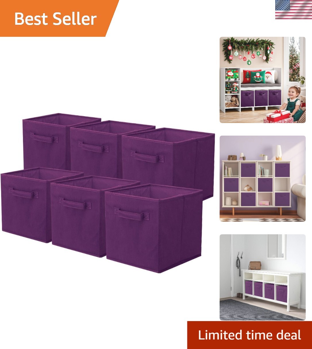 Storage Bins, Foldable Fabric Storage Cubes And Cloth Storage Organizer Drawe...-image