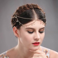 Aukmla Headband Women Head Jewelry Hair Chain Sequins Gold Coin Discs BOHO New 