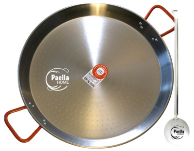 60cm PAELLA PFANNE CARBONSTAHL + 50x12cm EDELSTAHL LÖFFEL HAUS & PROFI
