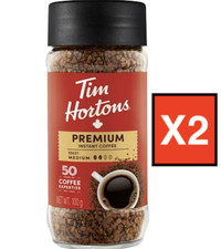 2 Tim Hortons Premium Instant Coffee Medium 100g/3.5oz., Imported from Canada