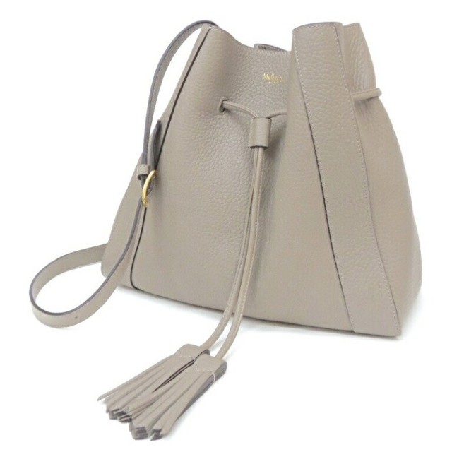 Mulberry Drawstring Shoulder Bag Fringe Taupe Leather 62084 Mulberry Drawstring Shoulder Bag Fringe Taupe Leather 62084