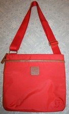 Borsa a tracolla/tracolla HARRODS BRICS 'X-Bag' edizione limitata tela/pelle rossa.