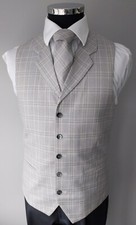 Men's  Boy's Waistcoats In A Silver Check Design Ideal For Weddings Fancy Dress