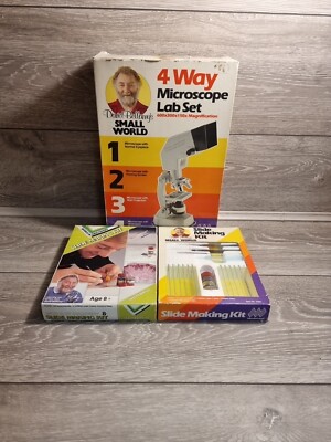Vintage David Bellamy s Small World Microscope Lab Set Inc. 2 Slide Making Kits