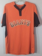 San Francisco Giants Majestic Cool Base Orange Medium MLB Baseball Henley Collar