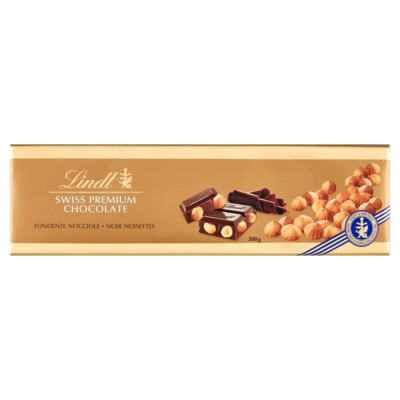 LINDT SWISS PREMIUM DARK CHOCOLATE WITH WHOLE ROASTED HAZELNUTS XXL 300G/10.58oz