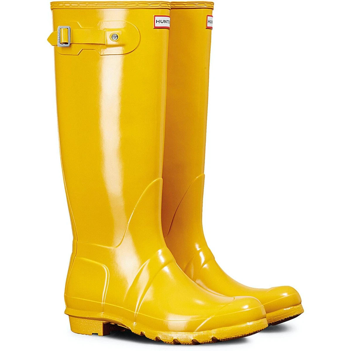Hunter Original Tall Gloss Ladies Yellow Boots 6 eBay