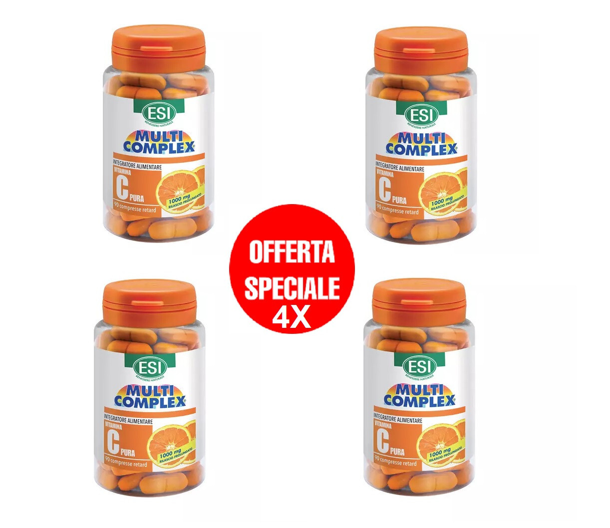 4X ESI Vitamina C Pura 1000mg Retard - 360 Compresse Multi Complex Offerta