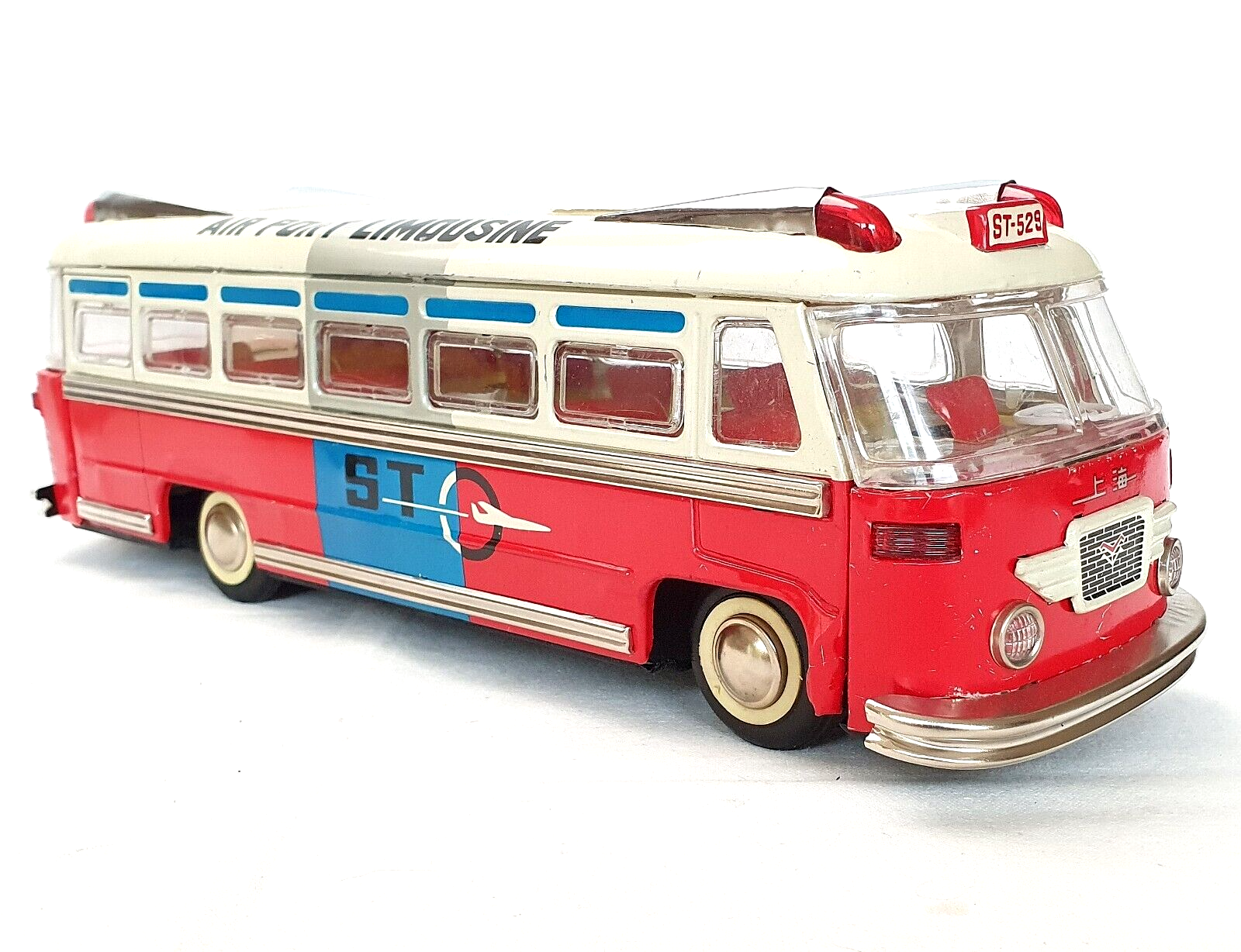 China MF-910 SHANGHAI AIRPORT LIMOUSINE SHUTTLE BUS Friction Tin Toy MB`58  Early