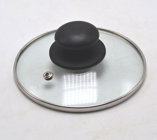 Glass Vented Pot Pan Lid 5-11/16" Diameter Outer Stainless Rim Black Handle - Picture 2 of 5