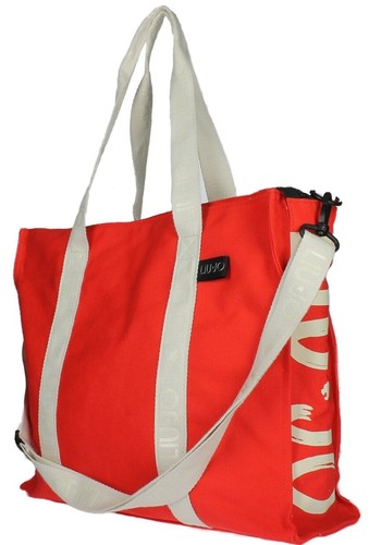 BORSA LIU JO 3A0002 SHOPPING TESSUTO ZIP BAG TOTE CANVAS ROSSO POPPY +  TRACOLLA | eBay