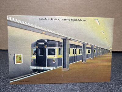 Train Platform Chicago s Initial Subways Downtown Area Chicago Illinois Postcard