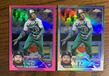 2023 Topps Chrome Charlie Blackmon Pink + Base Refractor 128 Rockies