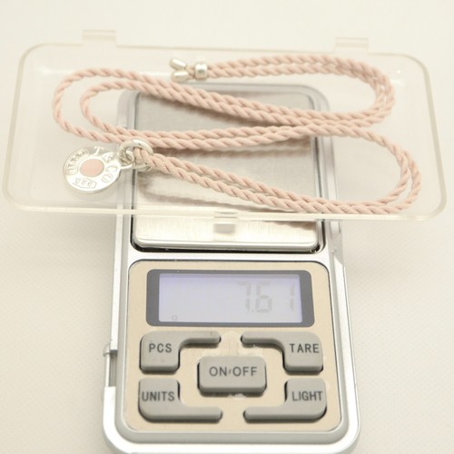 Tiffany & Co. 1837 Pink Esmalte Etiqueta Redonda Seda Cordón Collar 27.9" Pla... - Imagen 10 de 12