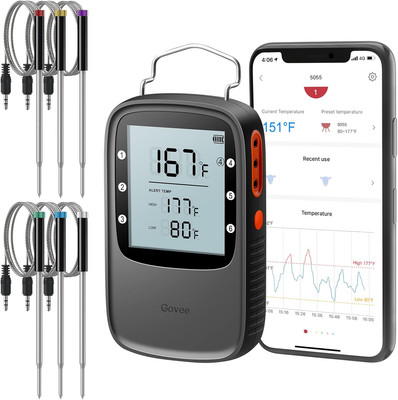 Bluetooth Meat Thermometer, Wireless Meat Thermometer for Smoker Oven, Digital G