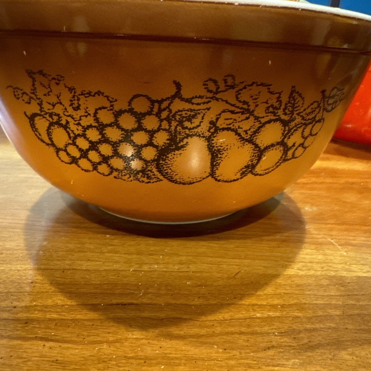 激レア　戦時中モデル old pyrex ダブルボイラー　ウッドハンドル Vintage PYREX #403 #402 Mixing Bowl Old Orchard, Harvest Brown