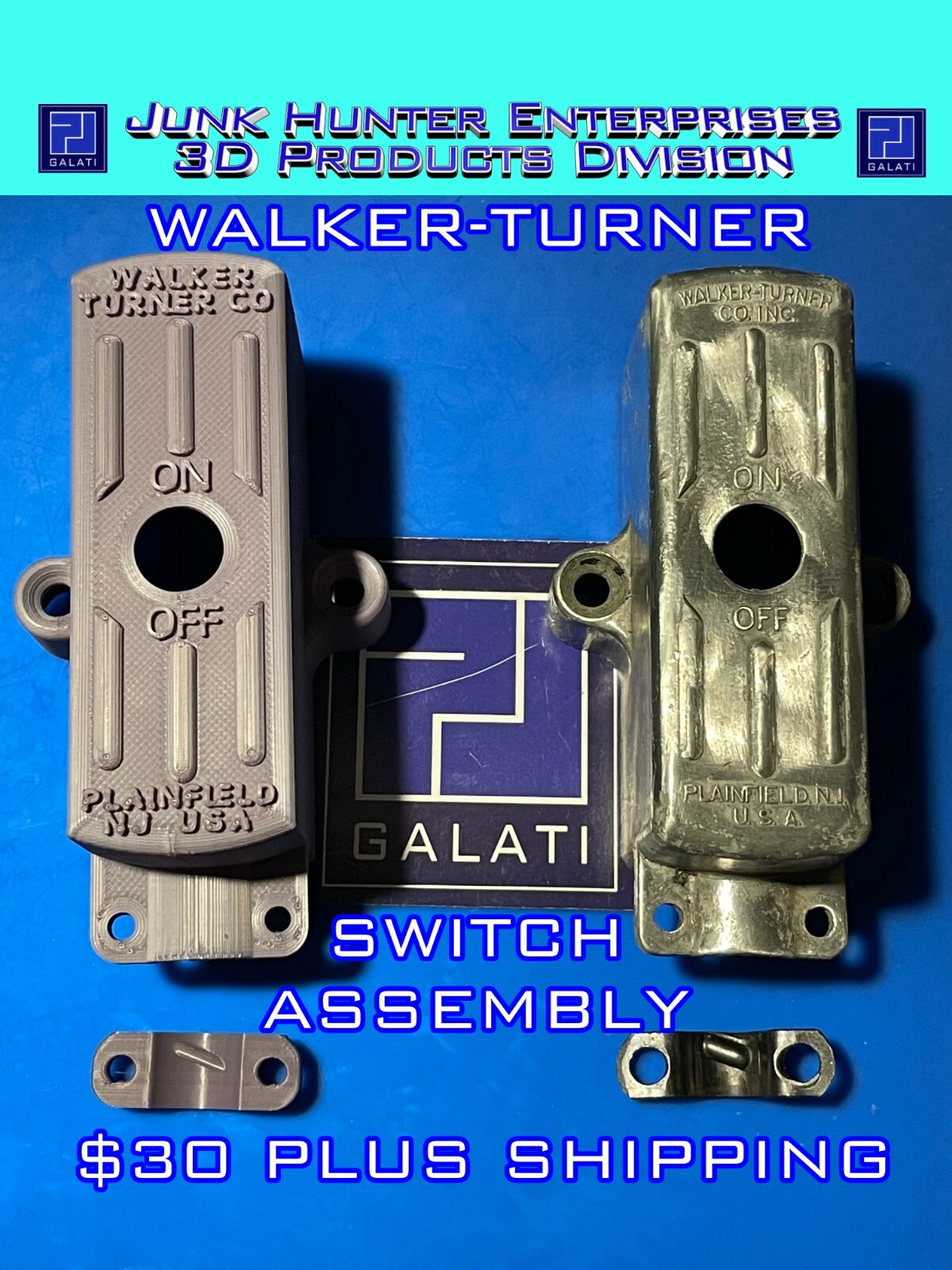 WalkerTurner Reproduction Machine Power Toggle Switch Assembly Drill