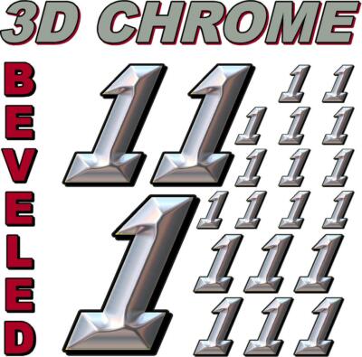 (1's) 3-D CHROME BEVELED NUMBERS Decal Sticker Sheet 1/8-1/10-1/12 AXIAL MUGEN