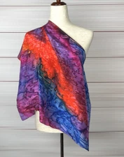 Silk Square Scarf Purple Golden Camel of Shanghai Hand Rolled and Hand Printed