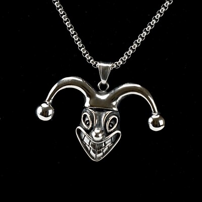 Mens Stainless Steel Punk Biker Boys Joker Clown Pendant