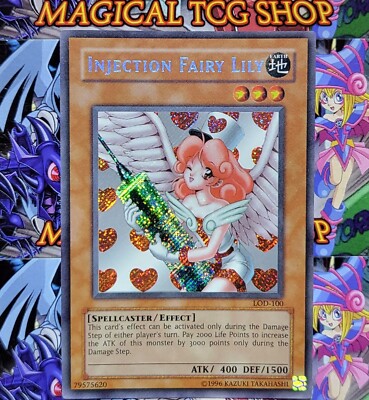 yugioh card injection fairy lily Yugioh Injection Fairy Lily LOD-100 Secret Rare Konami 2003 NM