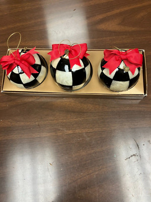 Mackenzie Childs- Black Tie Balls- SET OF 3-  Displayed/new-