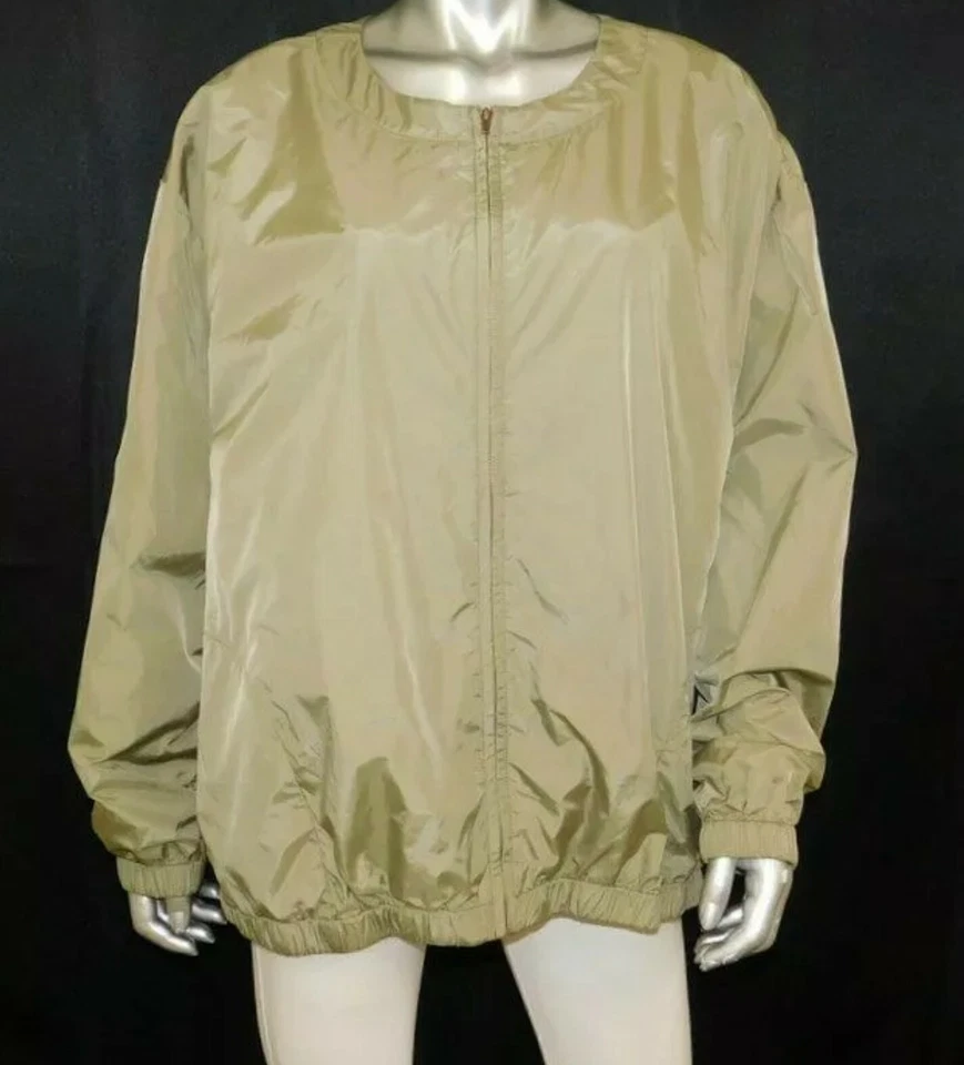 Chaqueta de nailon BOBEAU NUEVA CON ETIQUETAS verde musgo cuello redondo cremallera frontal alta-baja talla XL Foto 4 de 4