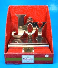 Holiday Inspirations Metal Weighted Stocking Hanger. JOY. New!