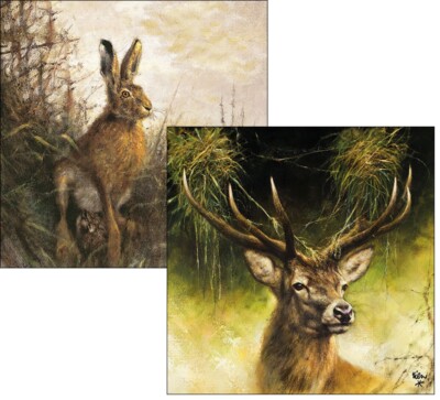 20 Servietten Motive v. Rien Poortvliet Herbst Hirsch Hase 33x33