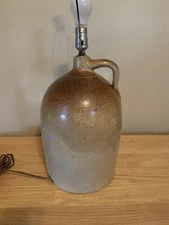 c1890 STONEWARE 3 GAL. JUG LAMP C. HERMAN  MILWAUKEE,WI