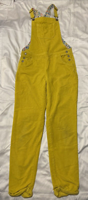 Mini Boden Overall Bibs Girls Sz 13-14 Youth Yellow Ribbed Corduroy Snap Sides