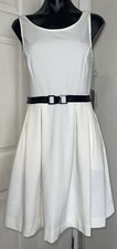 JLO Sleeveless Antique White W /Buckle In Front Fit & Flare Dress Size 2