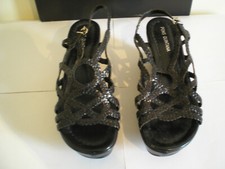 Pons Quintana Black Plaited Leather Sandals Shoes women Size 4/37 New
