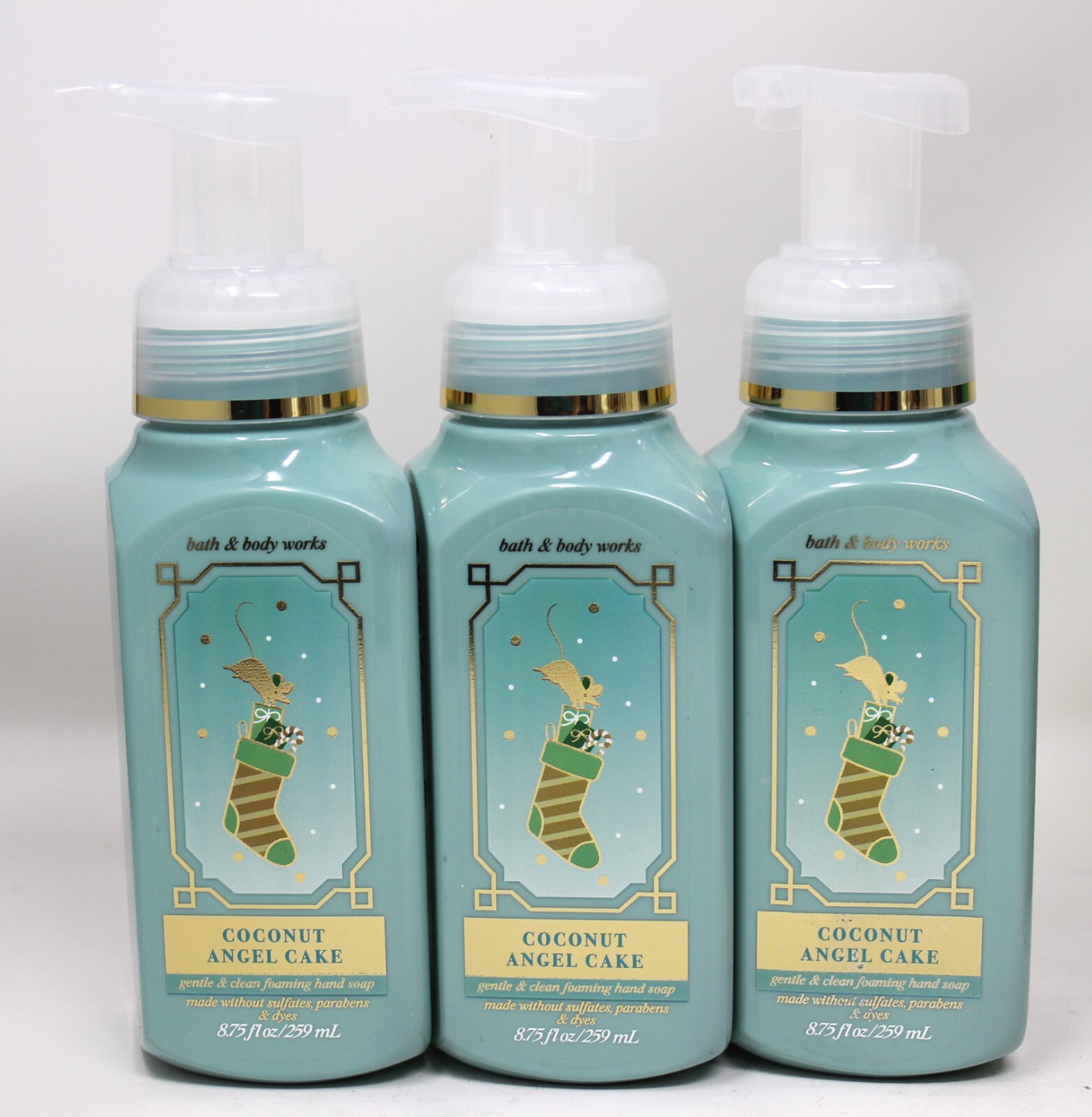 Bath & Body Works Coconut Angel Cake Gentle Foaming Hand Soap Lot of 3 8.75 oz