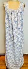 VTG ABERMAID SCOTLAND COTTON GRAY BLUE FLORAL LONG PRAIRIE PAJAMA NIGHTGOWN S