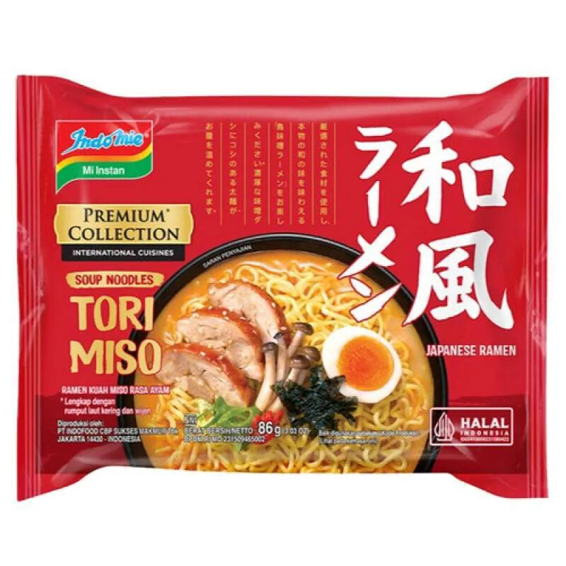 Indomie Premium Instant Noodles Japanese Tori Miso Ramen 86 Gr
