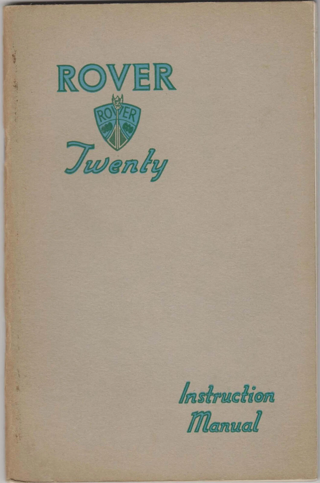 Rover 20 original Instruction Manual (Handbook) July 1937, good condition