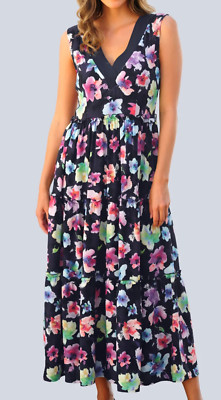 Alba Moda Kleid Sommerkleid Freizeitkleid Maxikleid Volant 40 42